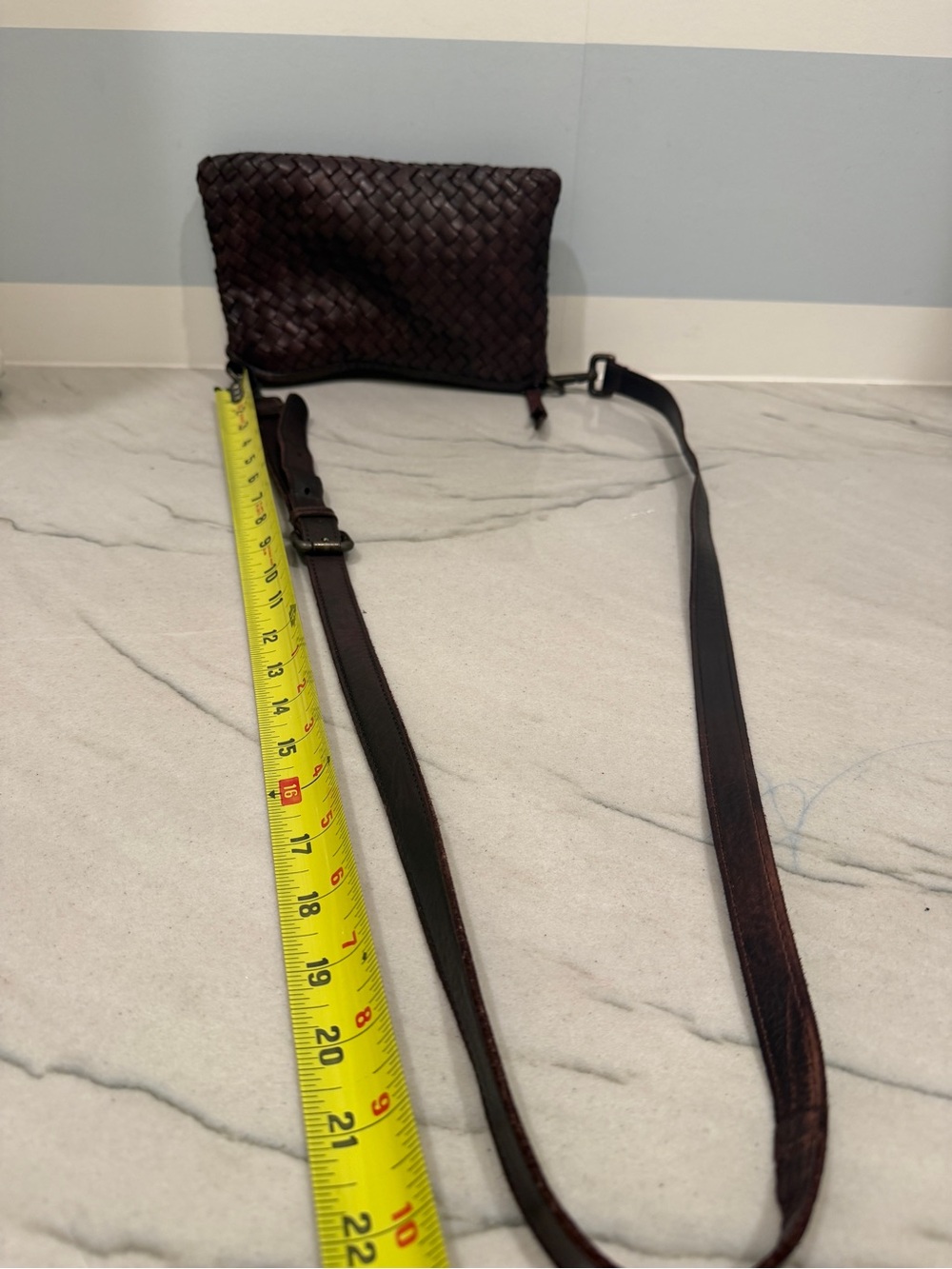 Platania Woven Italian Leather Crossbody Bag in Dark Brown Made in Italy - Picture 11 of 11